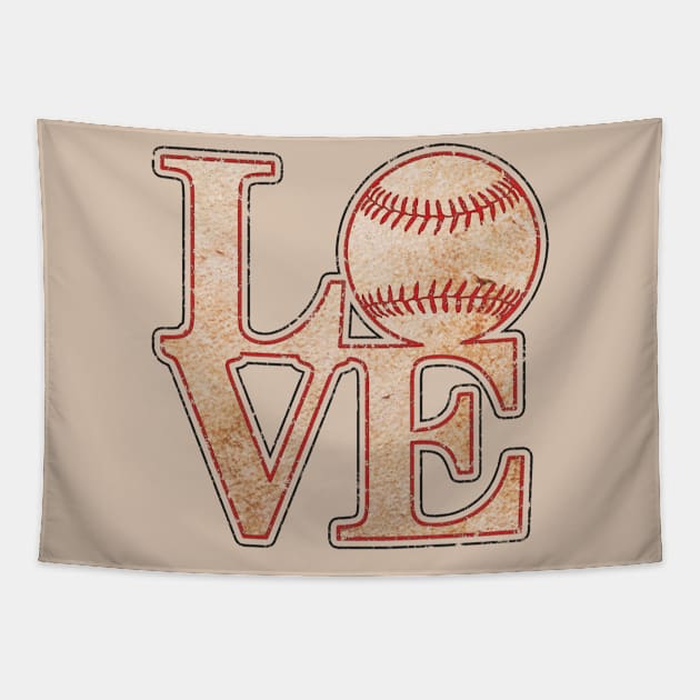 LOVE BASEBALL MOM Vintage Distressed Baseball Textured Appearance Tapestry by TeeCreations