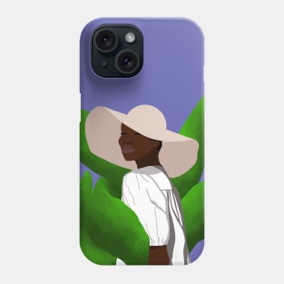 Woman with tropical banana leaves Phone Case