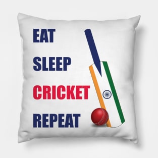 Eat Sleep Cricket Repeat India Flag Cricket Bat Pillow