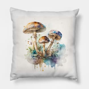 Watercolor mushrooms in the nature3 Pillow