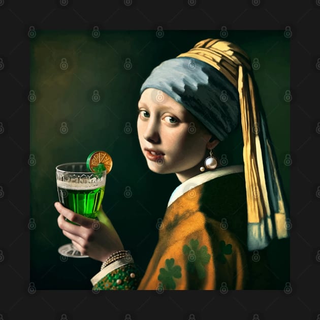 St. Paddy's Pearl: Girl with a Pearl Earring St. Patrick's Day Celebration by Edd Paint Something