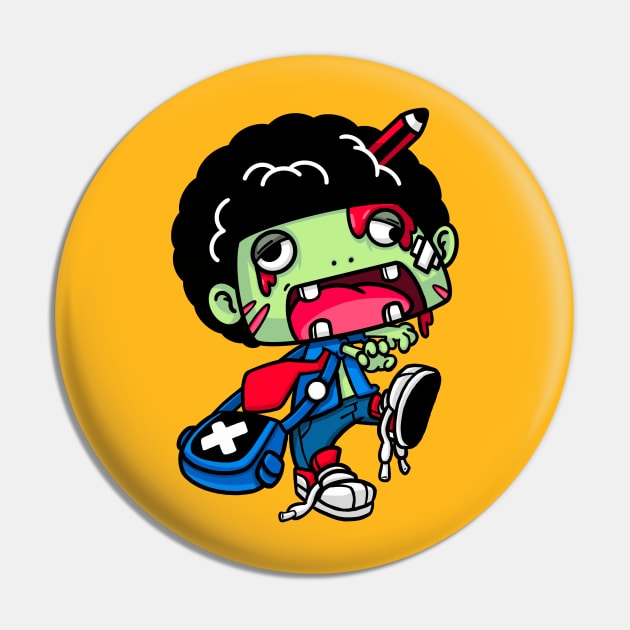 Afro Zombie (Front Design) | Halloween Pin by Epy