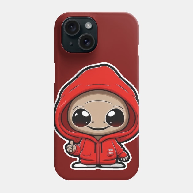 Cool Alien with a Hooded Pullover design #11 Phone Case by Farbrausch Art