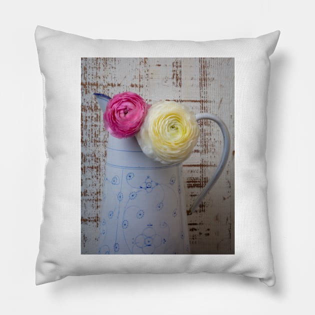 White French pitcher With Ranunculus Pillow by photogarry