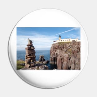 Cairn built by visitors near Neist Point Lighthouse - Isle of Skye, Scotland Pin