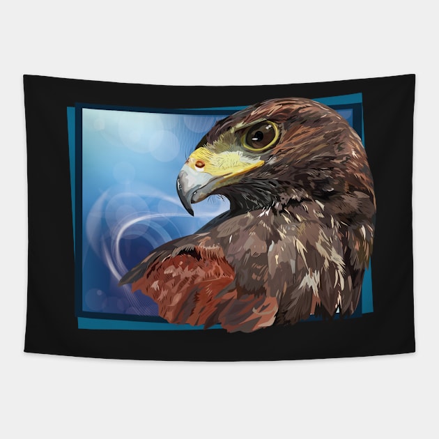 harris hawk Tapestry by obscurite