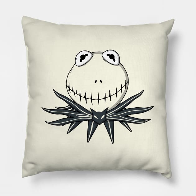 Kermit Skellington Pillow by Luna Illustration