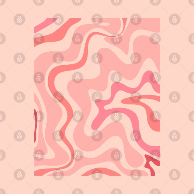 Retro Liquid Swirl Abstract Pattern in Blush Pink Tones by KierkegaardDesignStudio