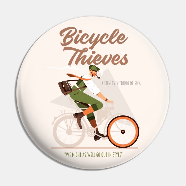 Bicycle Thieves - Alternative Movie Poster Pin by MoviePosterBoy