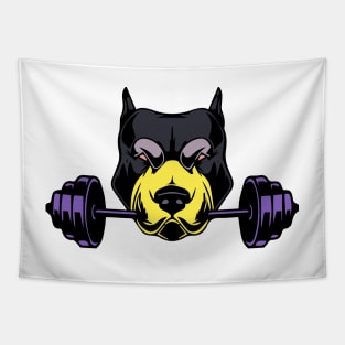 Dog Carrying Dumbell Tapestry