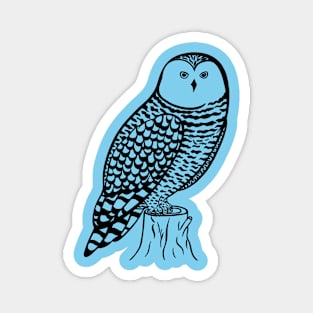 Snowy Owl - hand drawn nocturnal bird design Magnet