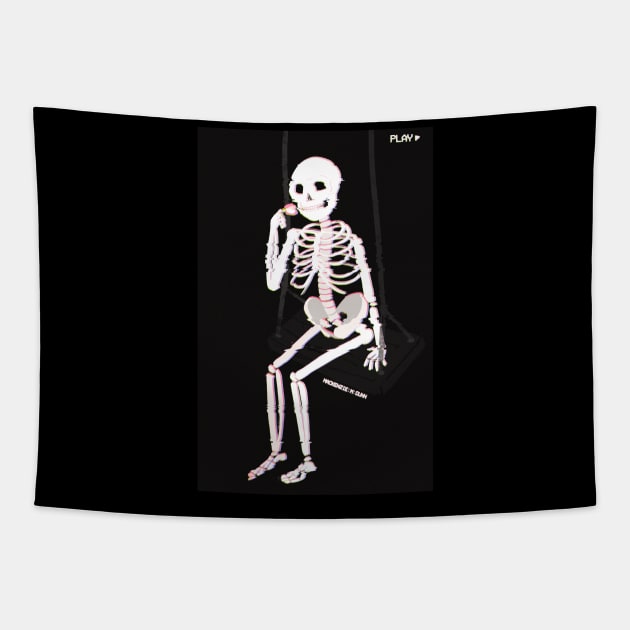 Vapor Wave Skeleton Tapestry by 📼Creepe💀Paper🕶️
