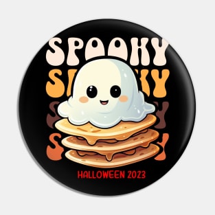 Spooky Ghost Pancake T-Shirt - Unique Halloween Tee - Fun Breakfast Ghost Shirt Pin