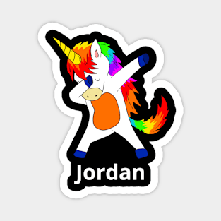 Jordan First Name Personalized Dabbing Unicorn Magnet