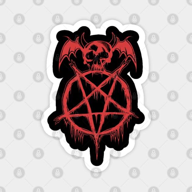 Skull and Pentagram Magnet by wildsidecomix