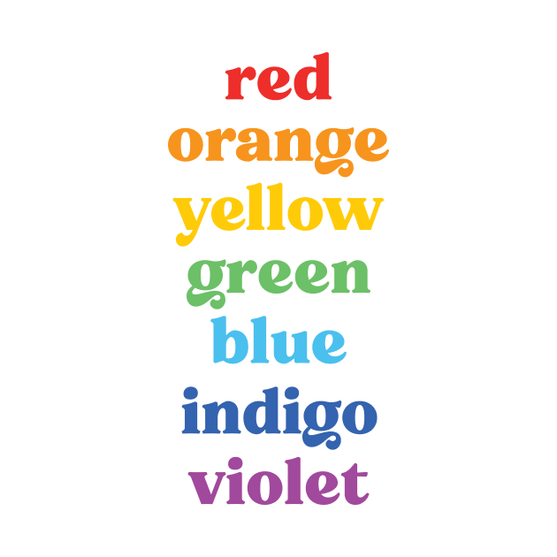 Pride Rainbow Colors Words Retro 70s Style by Inogitna Designs