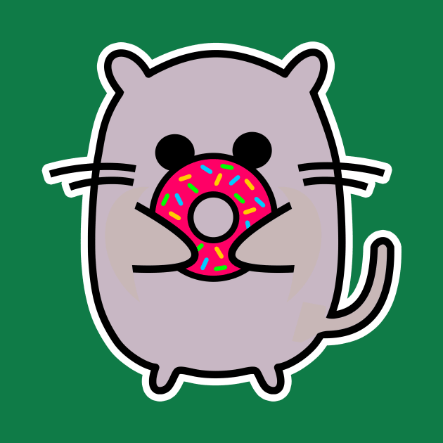 Nom Nom Yummy Pink Sprinkled Donut Cat by AKdesign