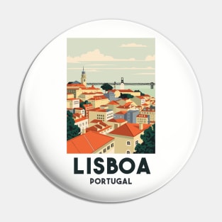 A Vintage Travel Art of Lisbon - Portugal Pin