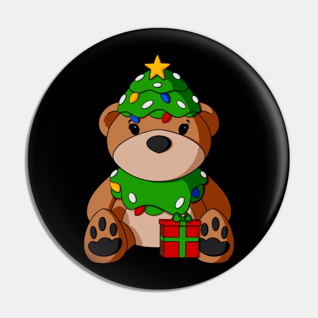 Christmas Present Teddy Bear Pin by Alisha Ober Designs