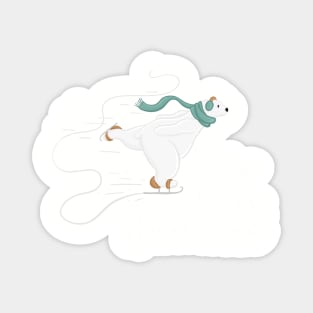 Iceskating Polar Bear, Walking in a Winter Wonderland lettering Digital Illustration Magnet