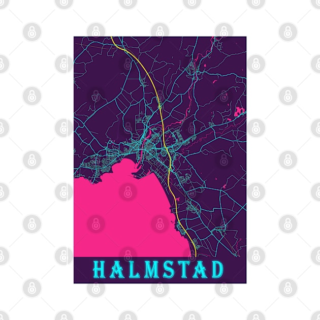 Halmstad Neon City Map by tienstencil