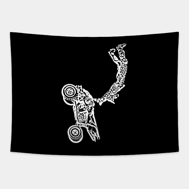 ATV Quad Bike Freestyle White Sketch Art Tapestry by DemangDesign