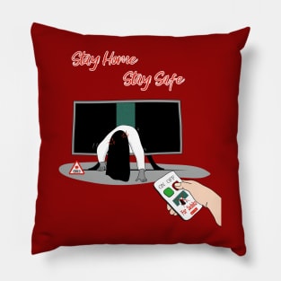 japan ghost Sadako Stay home & stay safe_covid19 Lockdown Pillow