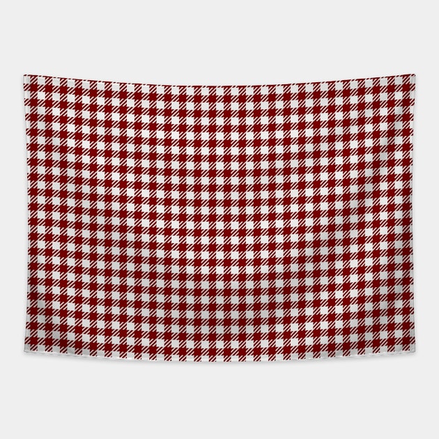 Dark Christmas Candy Apple Red Gingham Plaid Check Tapestry by podartist