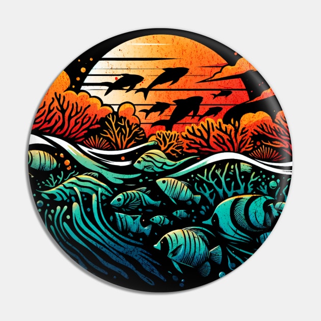 Great Barrier Reef Ocean Design Pin by Miami Neon Designs