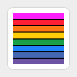 Bright rainbow and black stripes - horizontal Magnet