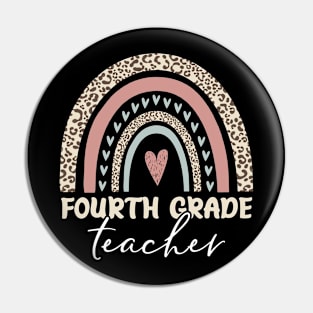 Fourth Grade Teacher Leopard Pattern Pin