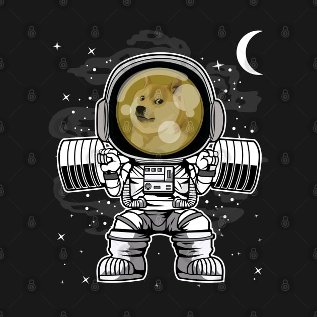 Astronaut Lifting Dogecoin DOGE Coin To The Moon Crypto Token Cryptocurrency Blockchain Wallet Birthday Gift For Men Women Kids by Thingking About