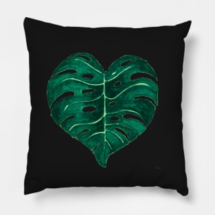 Green monstera Pillow
