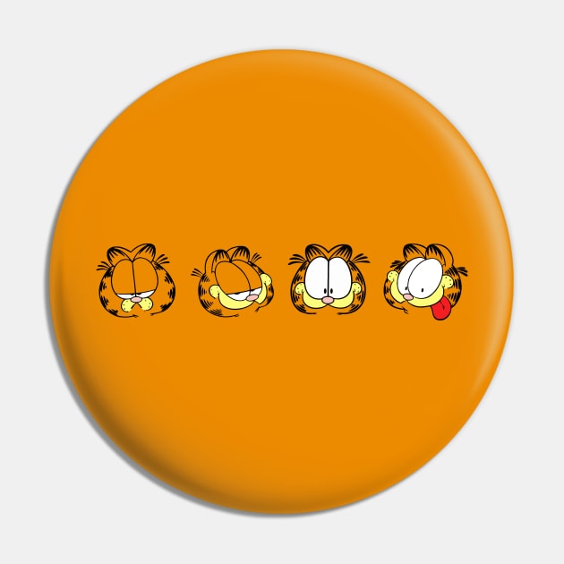 Many Faces of Orange Lasagna Cat Pin by HeyListen