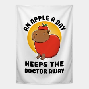 An apple a day keeps the doctor away Capybara Tapestry
