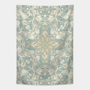 Soft Sage & Cream hand drawn floral pattern Tapestry