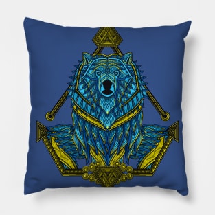 Awesome Blue Sumo Bear Artwork Pillow