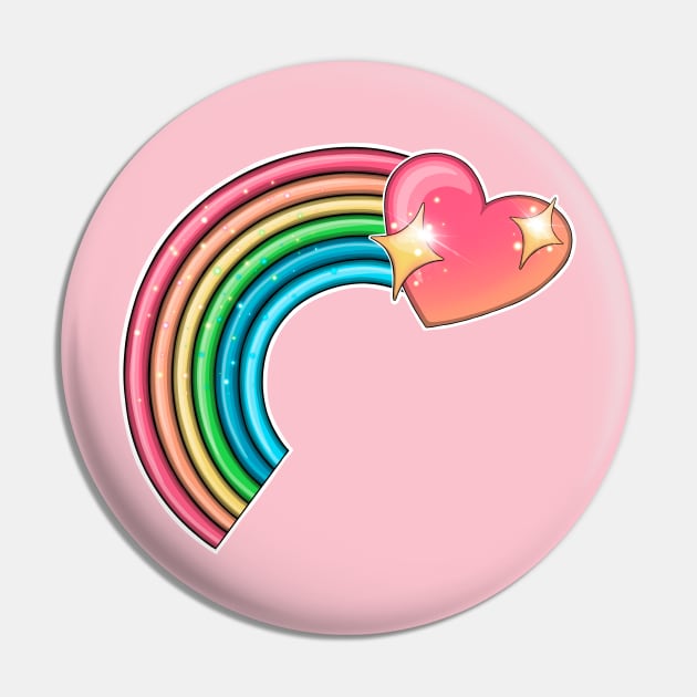 Rainbow and heart Pin by Mei.illustration