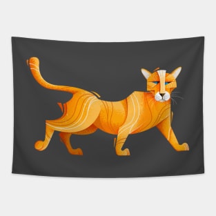 Orange Big Cat Tapestry