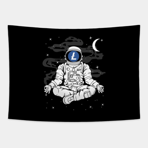 Astronaut Yoga Litecoin LTC Coin To The Moon Crypto Token Cryptocurrency Blockchain Wallet Birthday Gift For Men Women Kids Tapestry by Thingking About