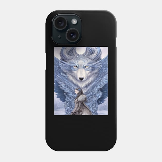 Blue Wolf With Wings Fantasy Phone Case by Roza Wolfwings