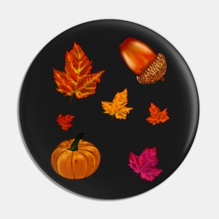 Autumn thanksgiving acorn, pumpkin, maple leaf decorations for  Fall Autumn leaves sticker pack pattern Pin