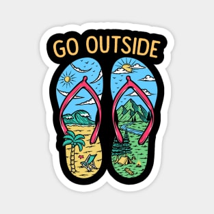 Funny Camping Graphic Go Outside Flip Flops Camper Magnet