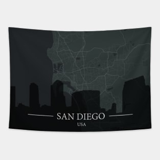 San Diego City map with silhouette Tapestry