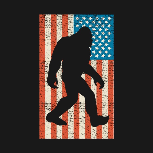 Bigfoot Sasquatch I Believe Tshirt with USA Distressed Flag by gwmartins