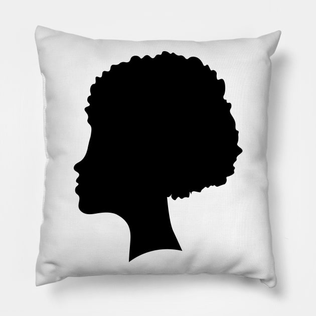 Black female silhouette Pillow by Eshka