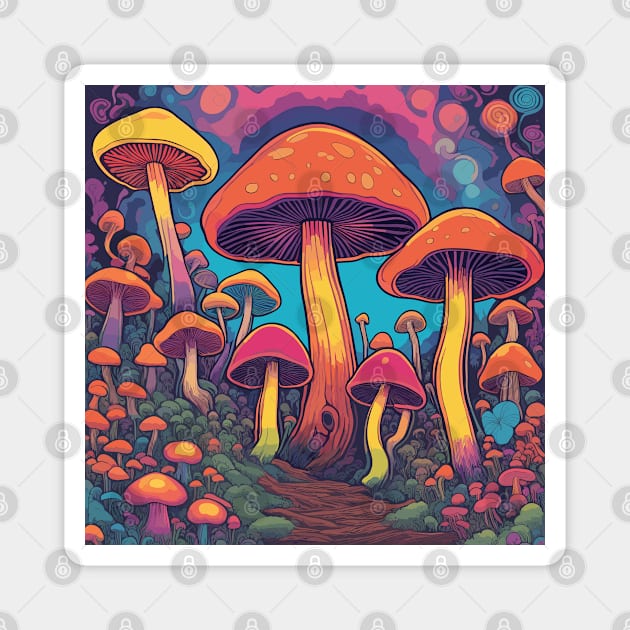 Magic Mushrooms Psychedelic Magnet by Souls.Print