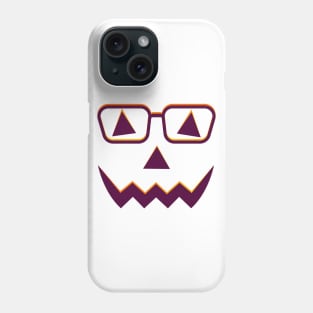 Halloween pumpkin smiley face with glassess Phone Case