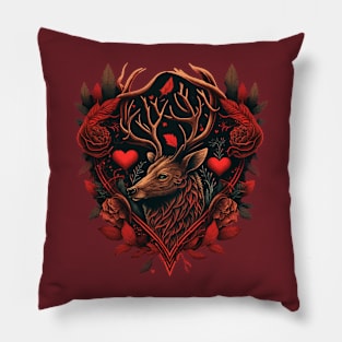 Vintage Floral Heart Deer Pillow