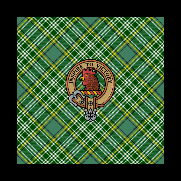 Clan Currie Rooster Crest over Tartan by sifis